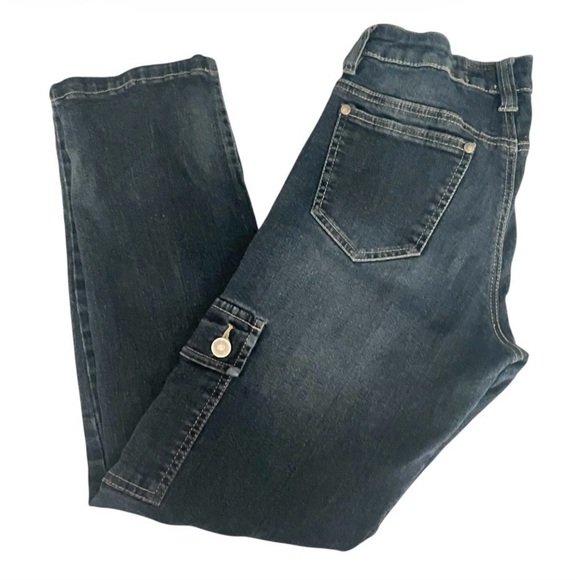 V Cristina Light Wash Cargo Jeans Straight Leg Side Pockets Distressed Detail - Picture 7 of 7